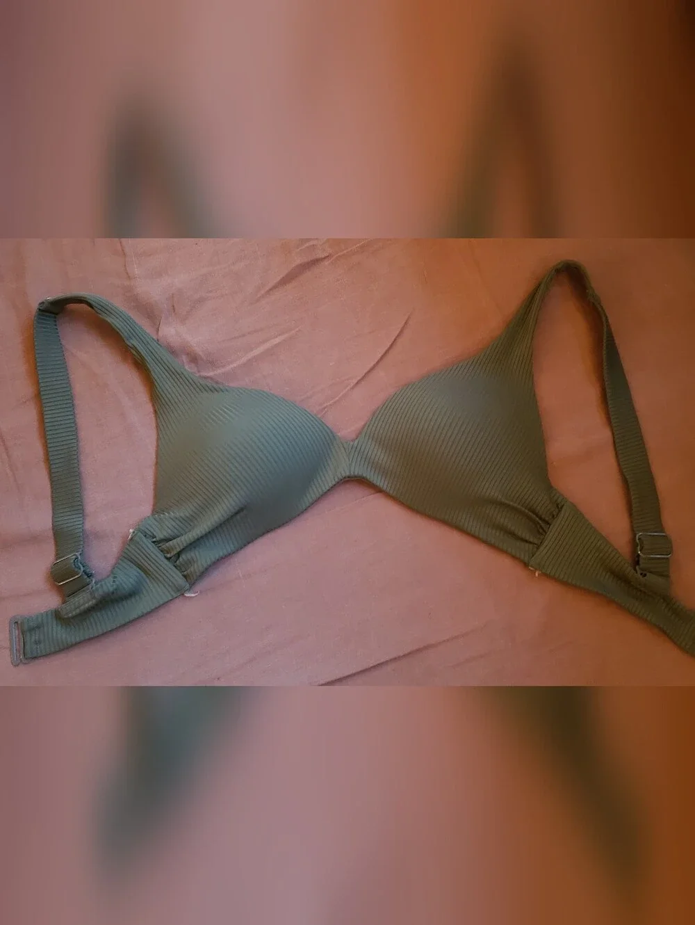 H&M - Padded Ribbed Olive Green Bikini Top